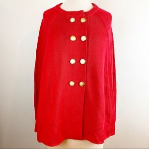 NWT Crown & Ivy Red Sweater Capelet Poncho OS